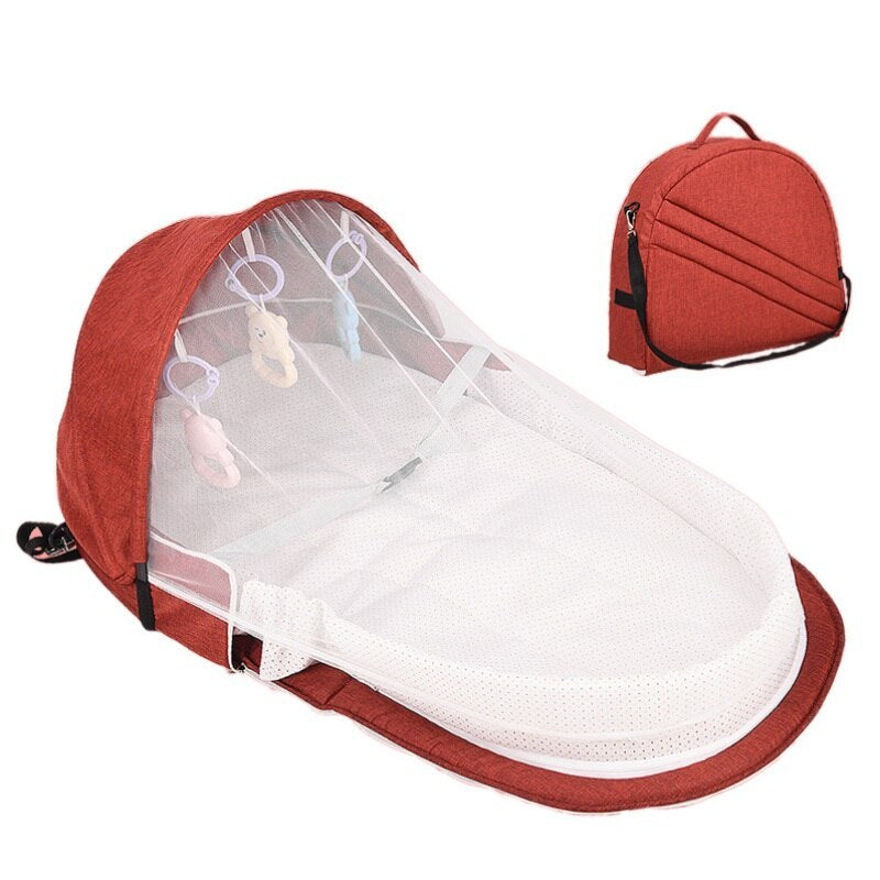 Portable Baby Travel Bed with Mosquito Net & Sunshade – Foldable Bassinet for Newborns