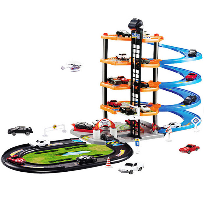 5-Level Spiral Parking Garage Toy – Car Elevator & Race Track Set for Kids